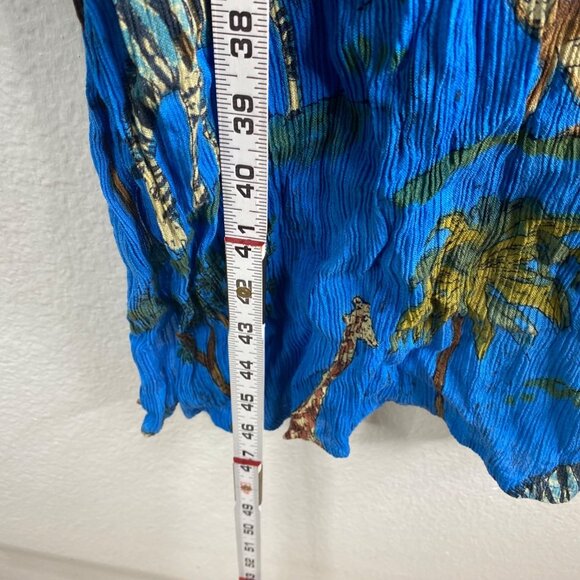 La Cera House Patio Dress Blue L Crinkle Muumuu Safari Animals Zebra Giraffe - Picture 10 of 10